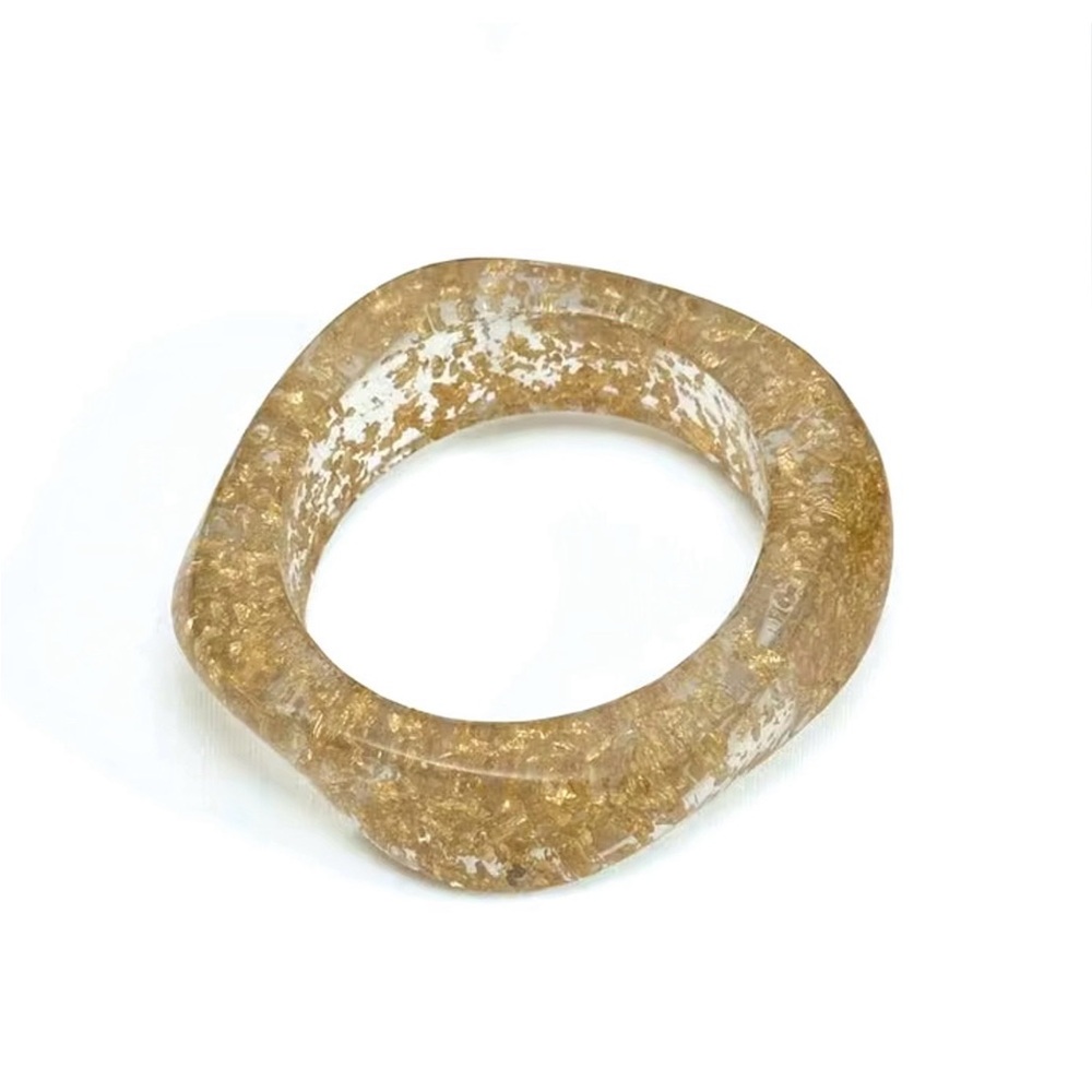 Clear Lucite Bracelet Gold Confetti F18